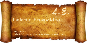 Lederer Ernesztina névjegykártya